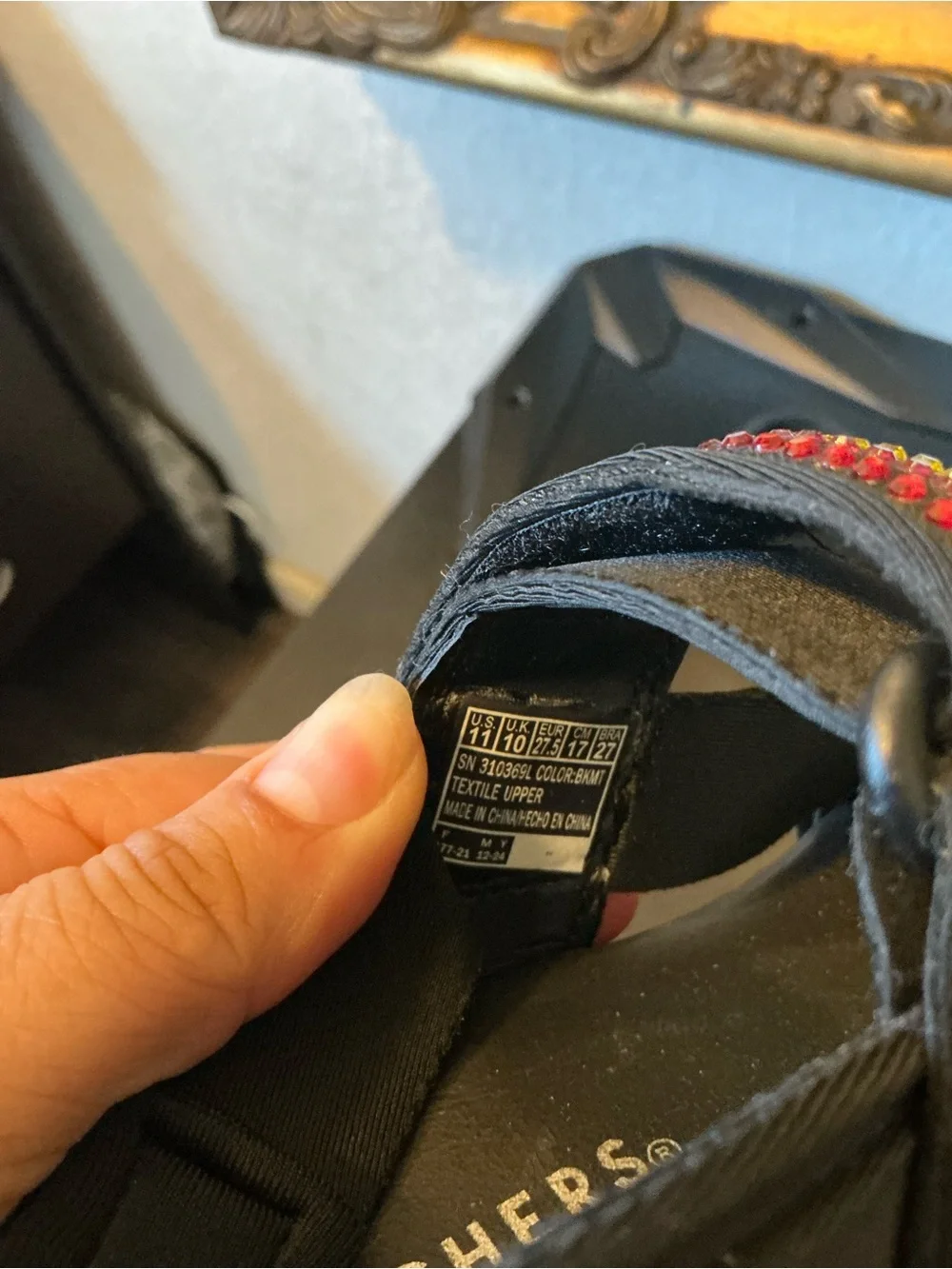 Skechers Kids Black Sandals with Rainbow Beaded Straps like a new